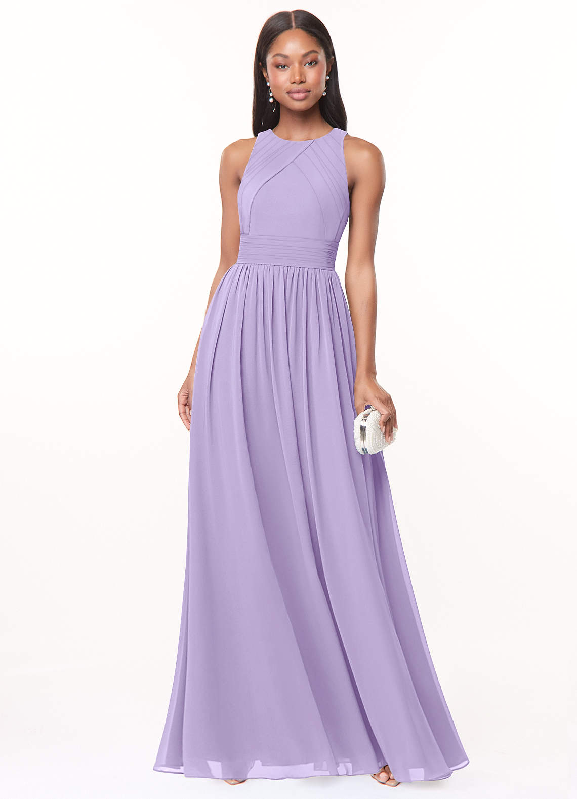 Harper A-Line Scoop-Neck Chiffon Bridesmaid Dress in Lilac