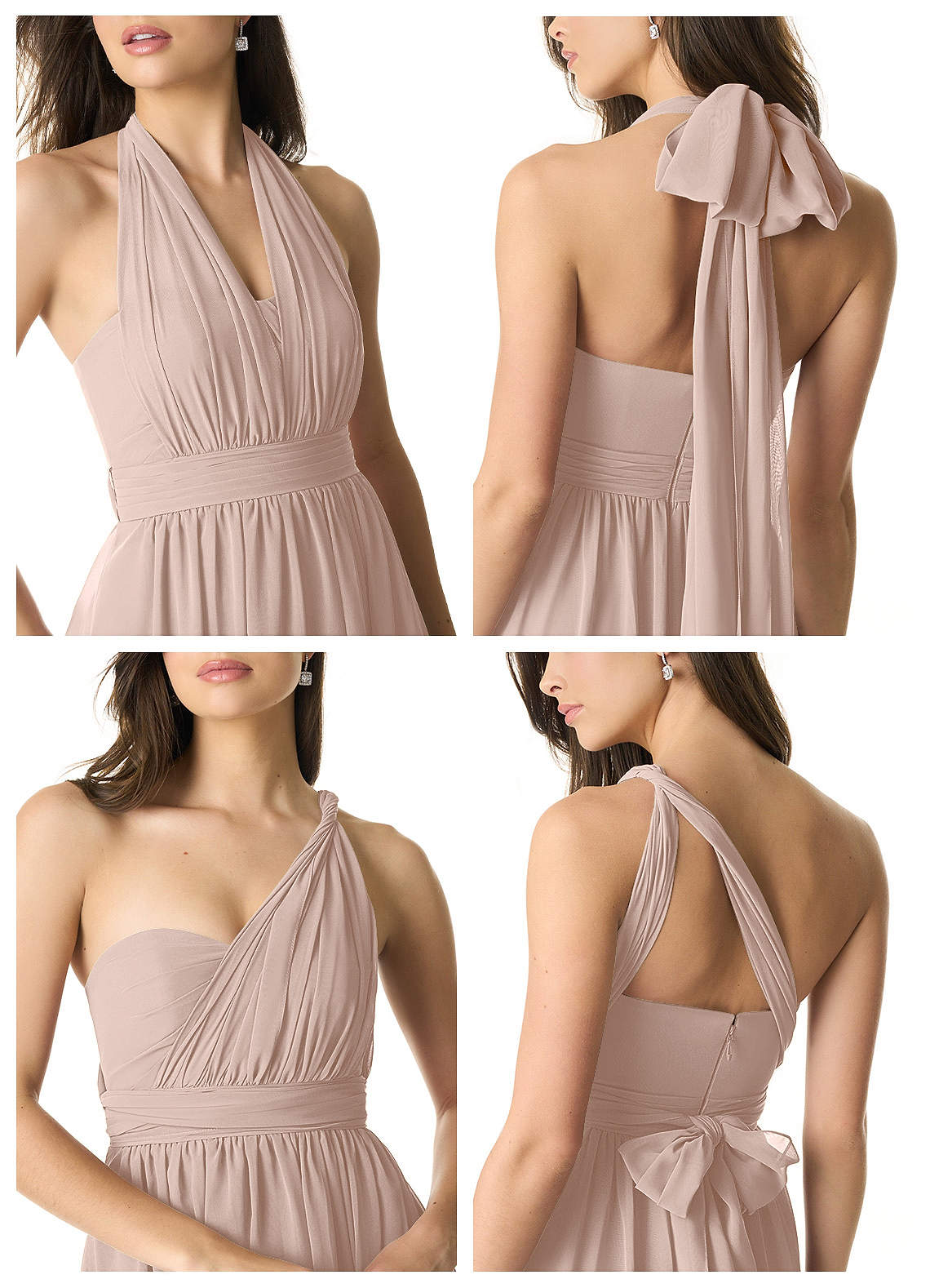Olani A-Line V-Neck Chiffon Bridesmaid Dress in English Rose