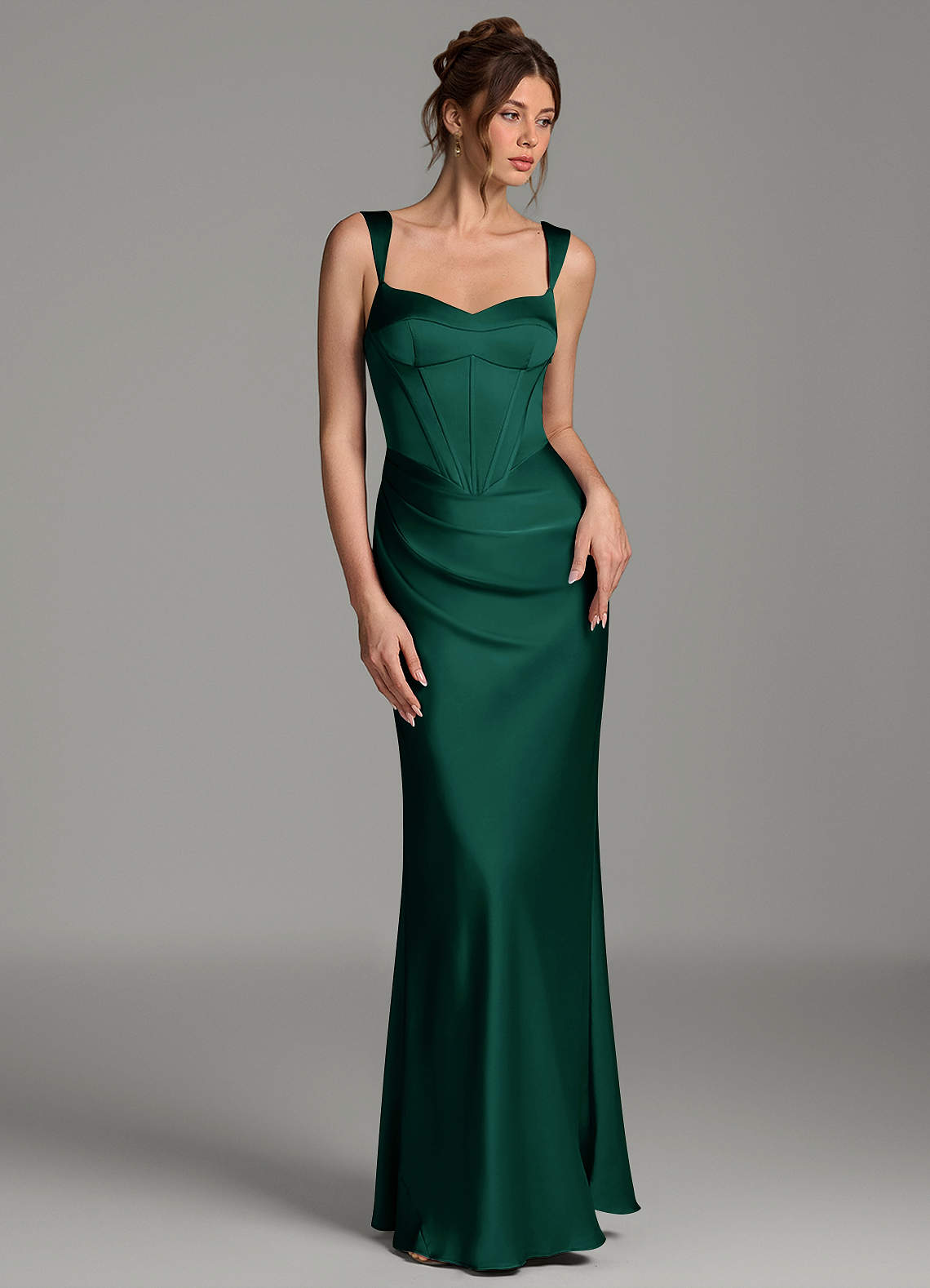 Mela Sheath Sweetheart Stretch Satin Bridesmaid Dress in Emerald