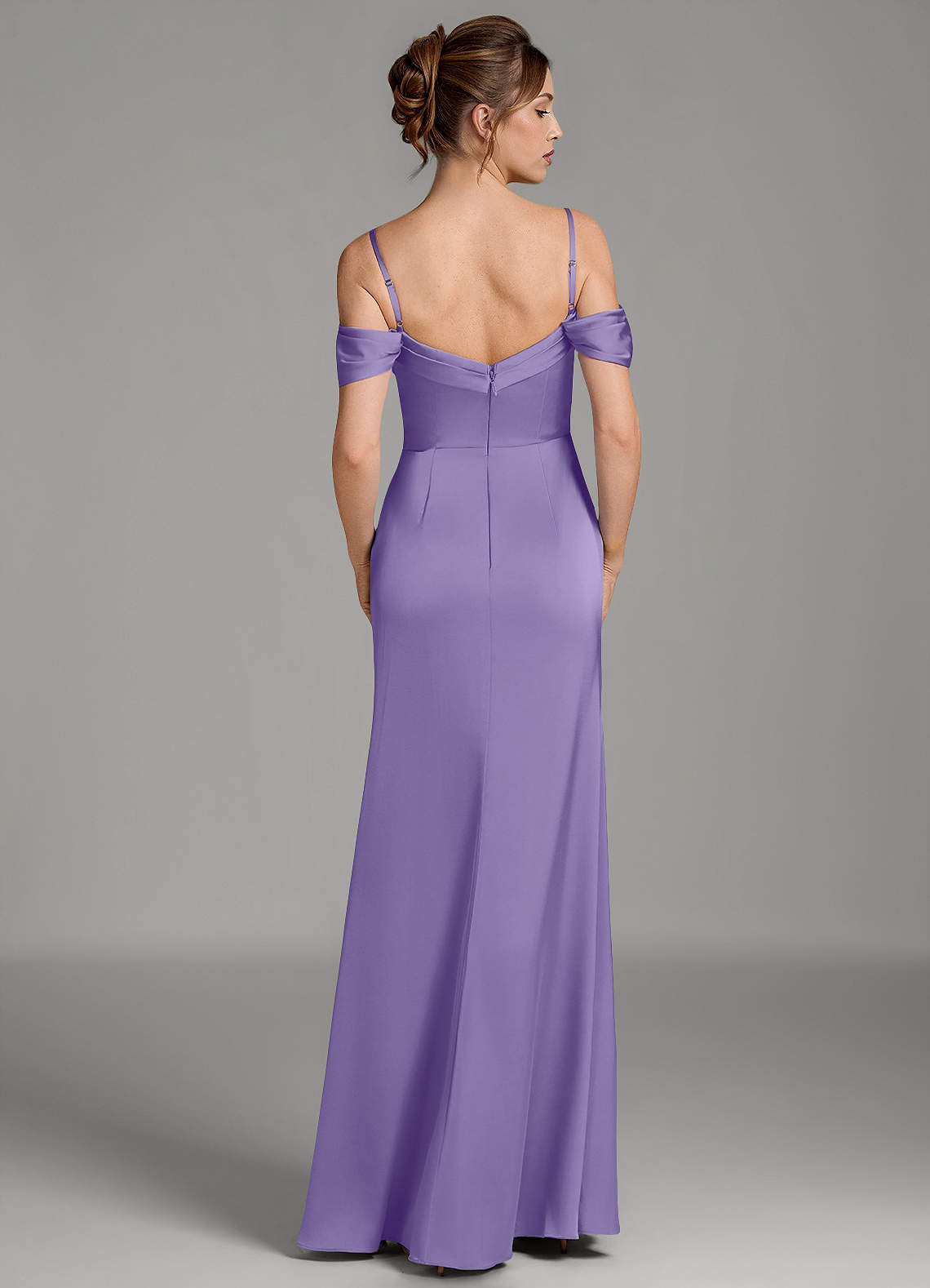 Wyatt Mermaid Off-the-Shoulder Stretch Satin Bridesmaid Dress in Tahiti