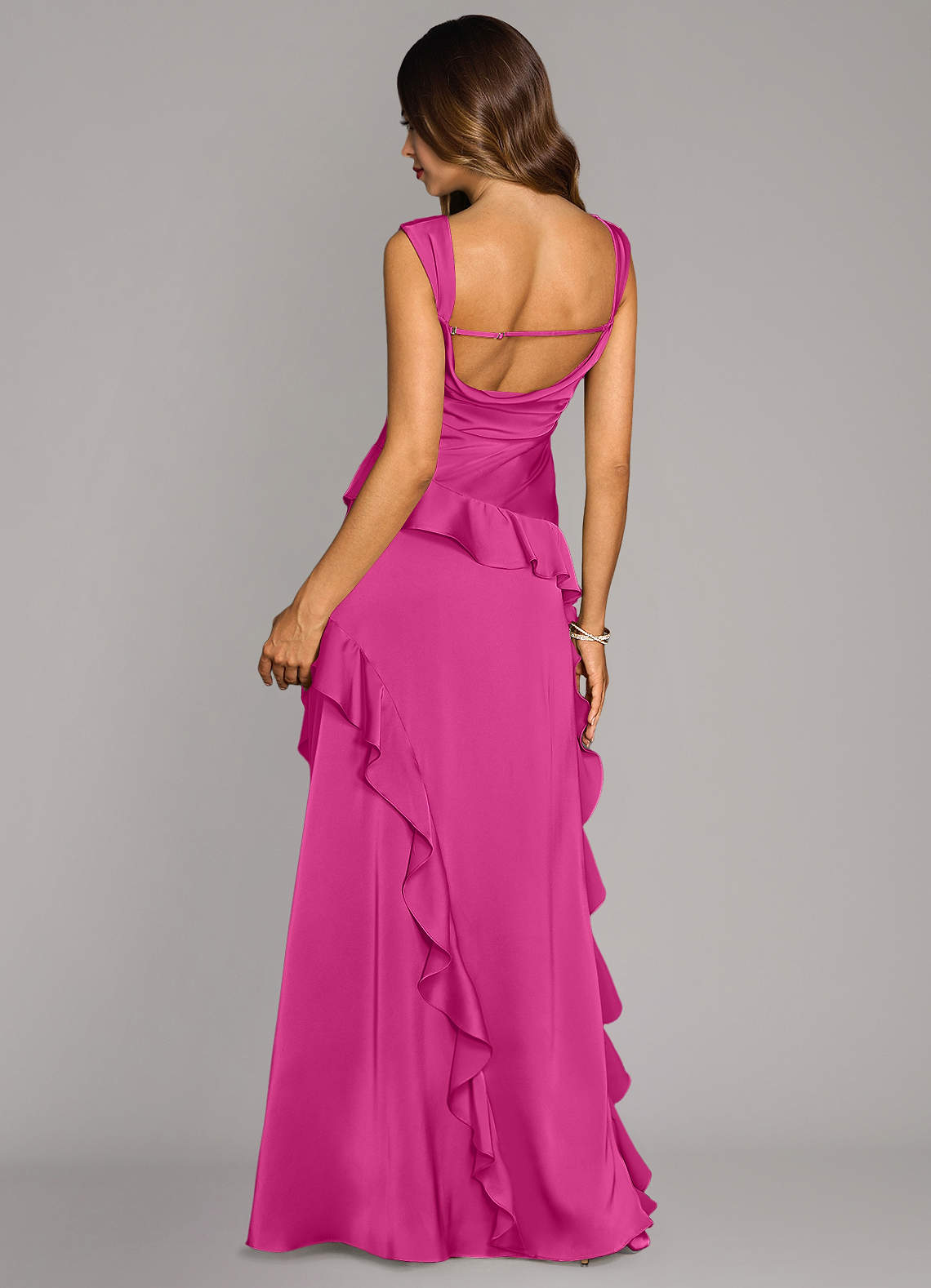 Sloane A-Line Sweetheart Stretch Satin Bridesmaid Dress in Fuchsia