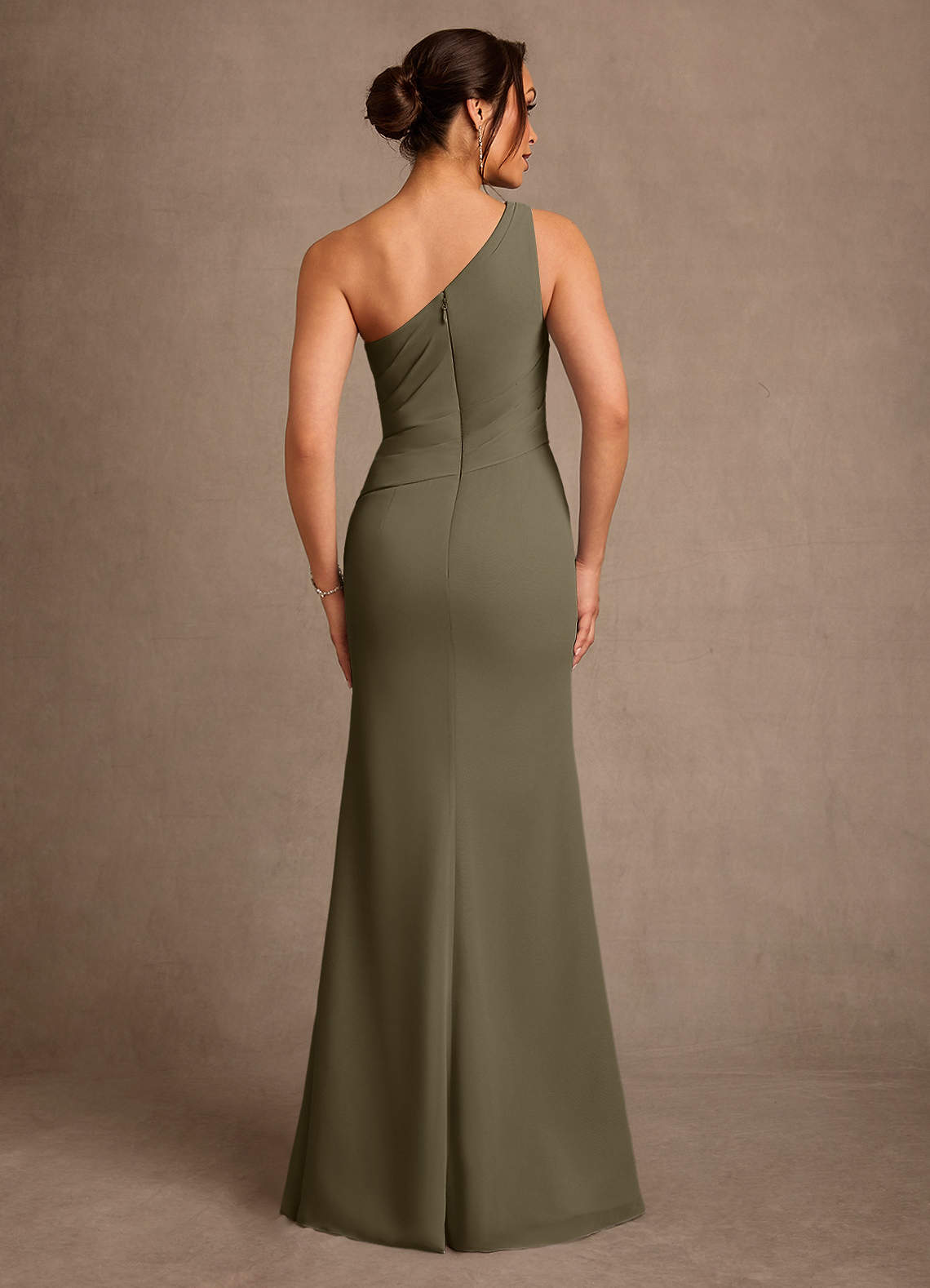 Floy Sheath One-Shoulder Chiffon Mother of the Bride Dress in Willow Green