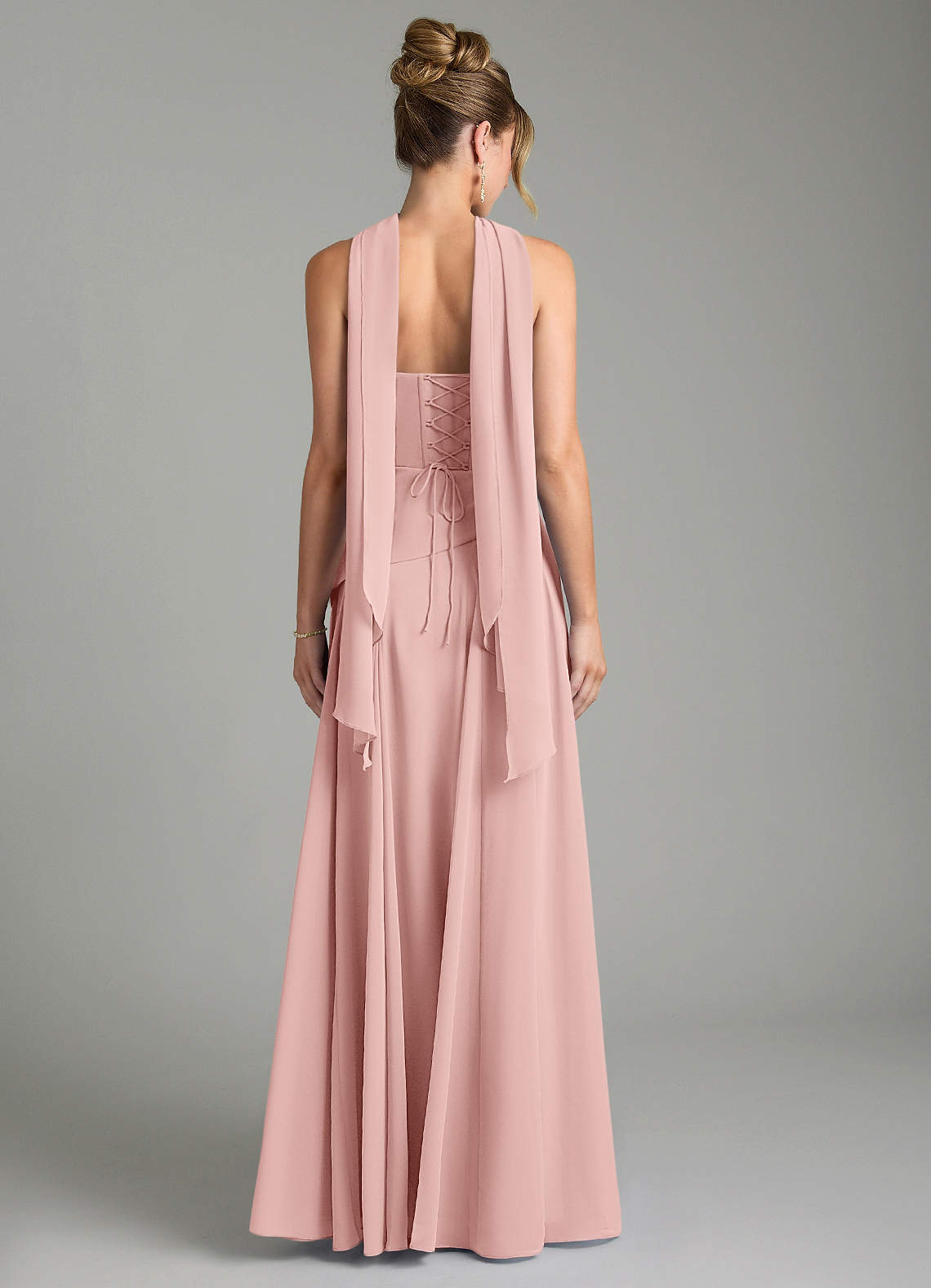 Gabriela A-Line Cowl-Neck Chiffon Bridesmaid Dress in Powder Pink