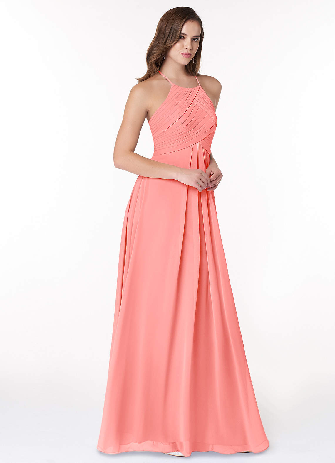 Ginger A-Line Halter Chiffon Bridesmaid Dress in Mist