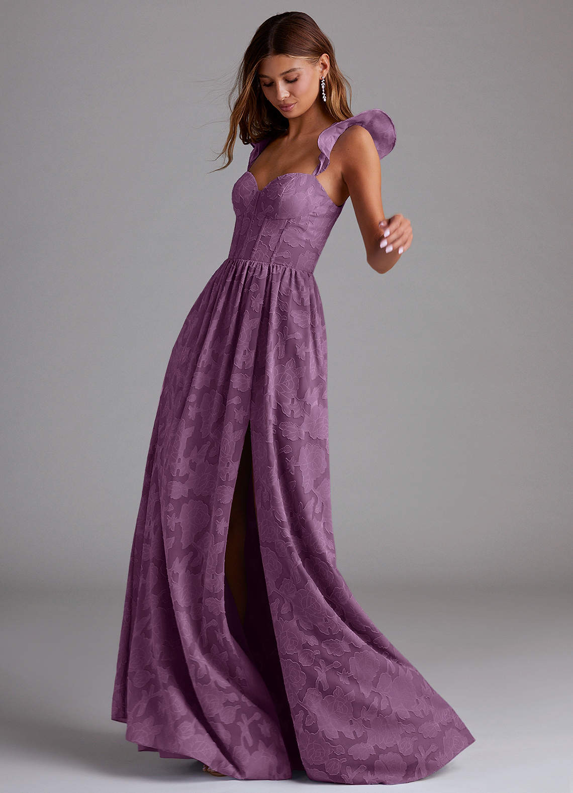Denisse A-Line Sweetheart Floral Burnout Bridesmaid Dress in Wisteria