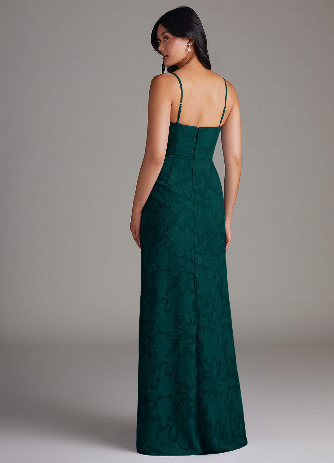 Maci Sheath V-Neck Floral Burnout Bridesmaid Dress in Pine