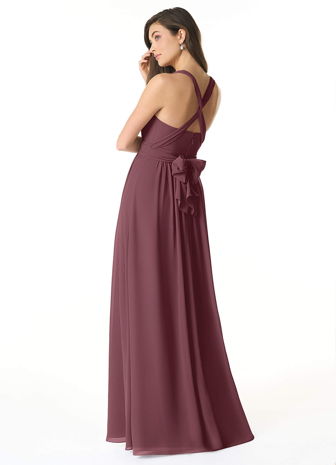 Olani A-Line V-Neck Chiffon Bridesmaid Dress in Sangria