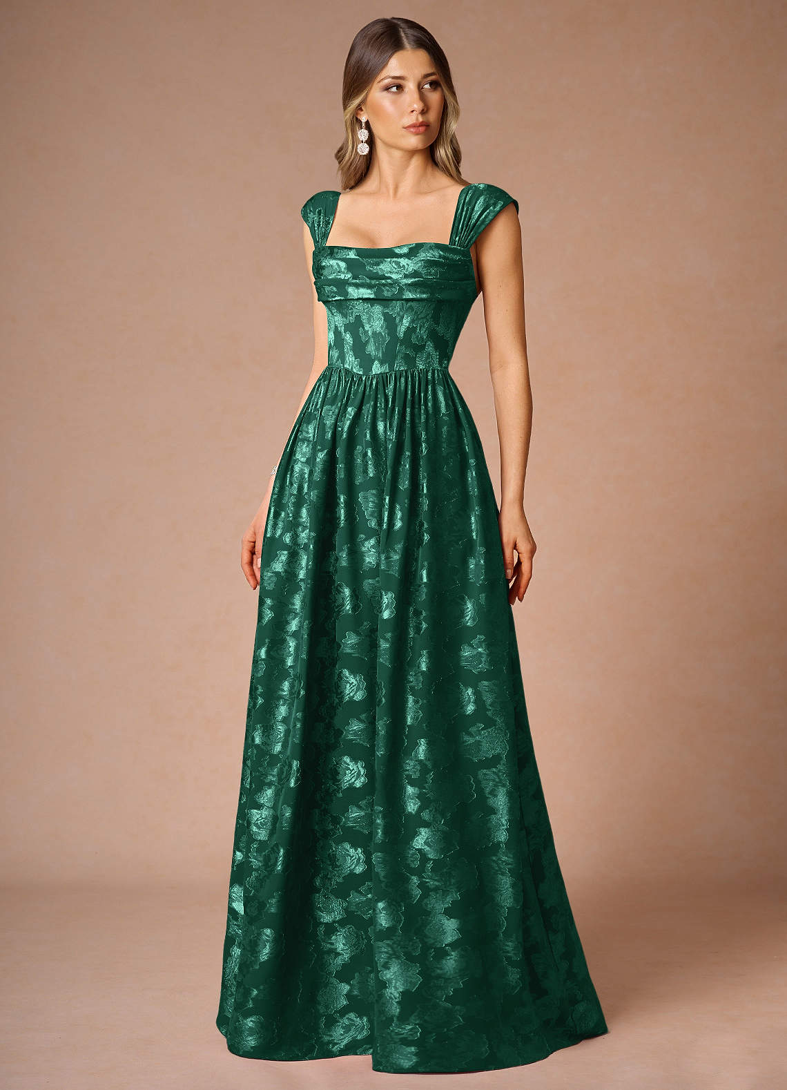 Hazel A-Line Cowl-Neck Fil Coupé Wedding Guest Dress in Lemon Sorbet
