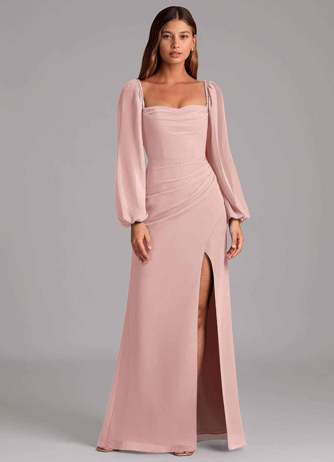Brixley Mermaid Sweetheart Chiffon Bridesmaid Dress in Powder Pink