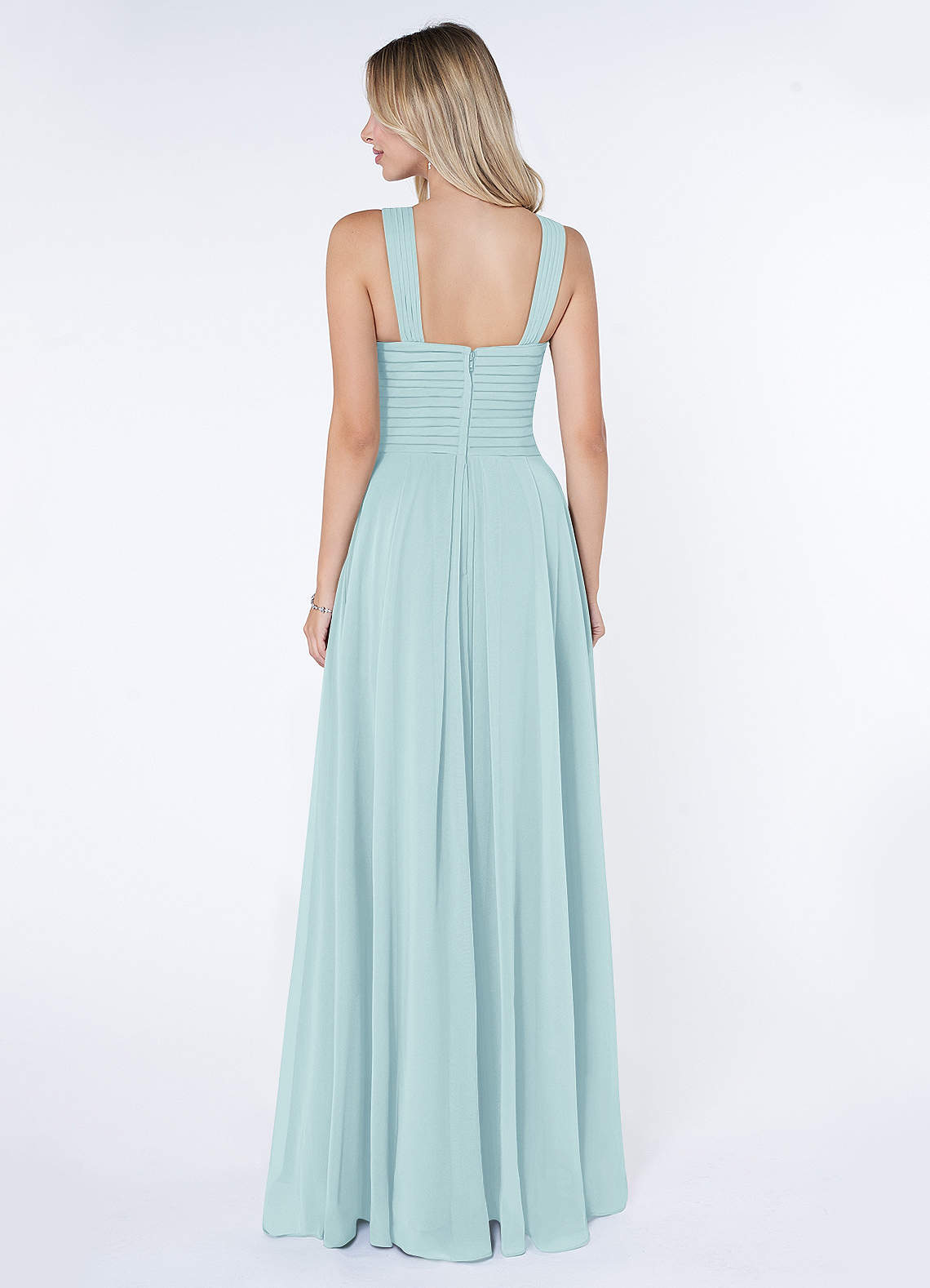 Kaleigh A-Line Halter Chiffon Bridesmaid Dress in Sea Glass