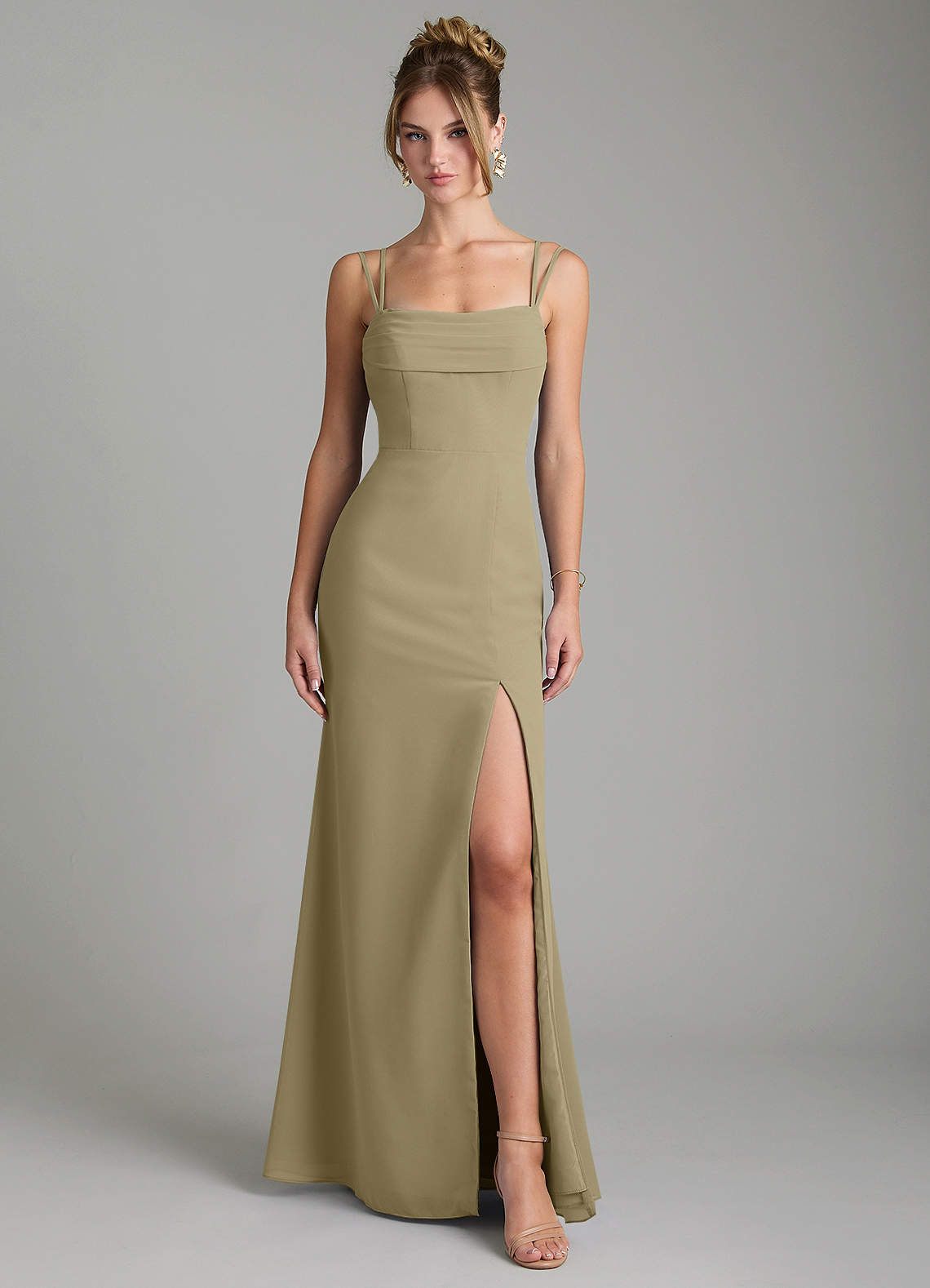 Egypt Sheath Sweetheart Chiffon Bridesmaid Dress in Moss Green