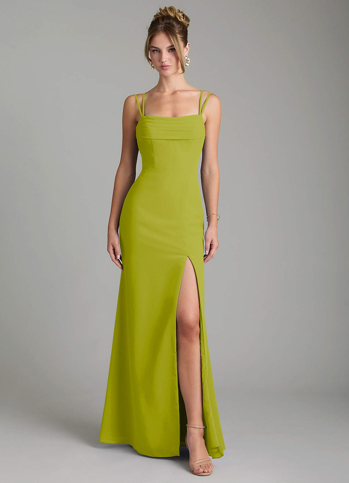 Egypt Sheath Sweetheart Chiffon Bridesmaid Dress in Lemongrass