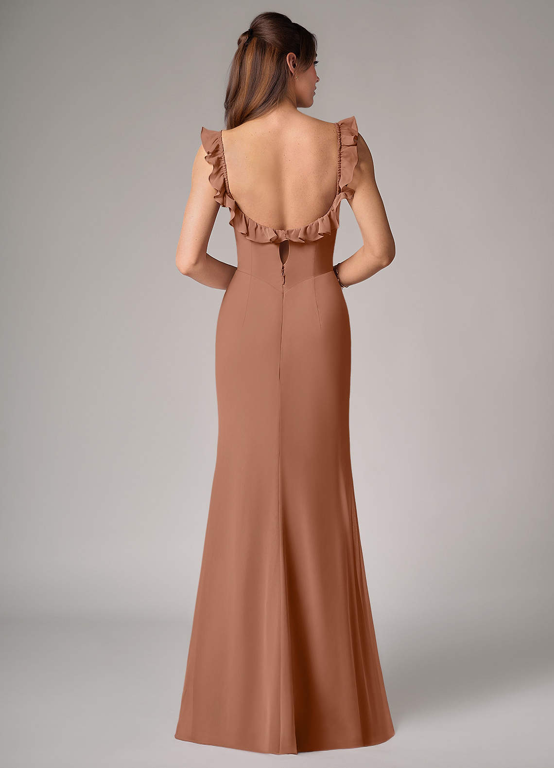 Callie Mermaid Scoop-Neck Chiffon Bridesmaid Dress in Bronzer