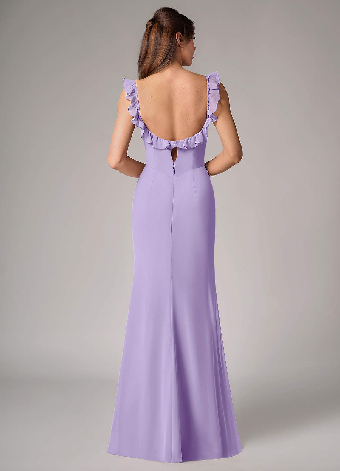 Callie Mermaid Scoop-Neck Chiffon Bridesmaid Dress in Lilac