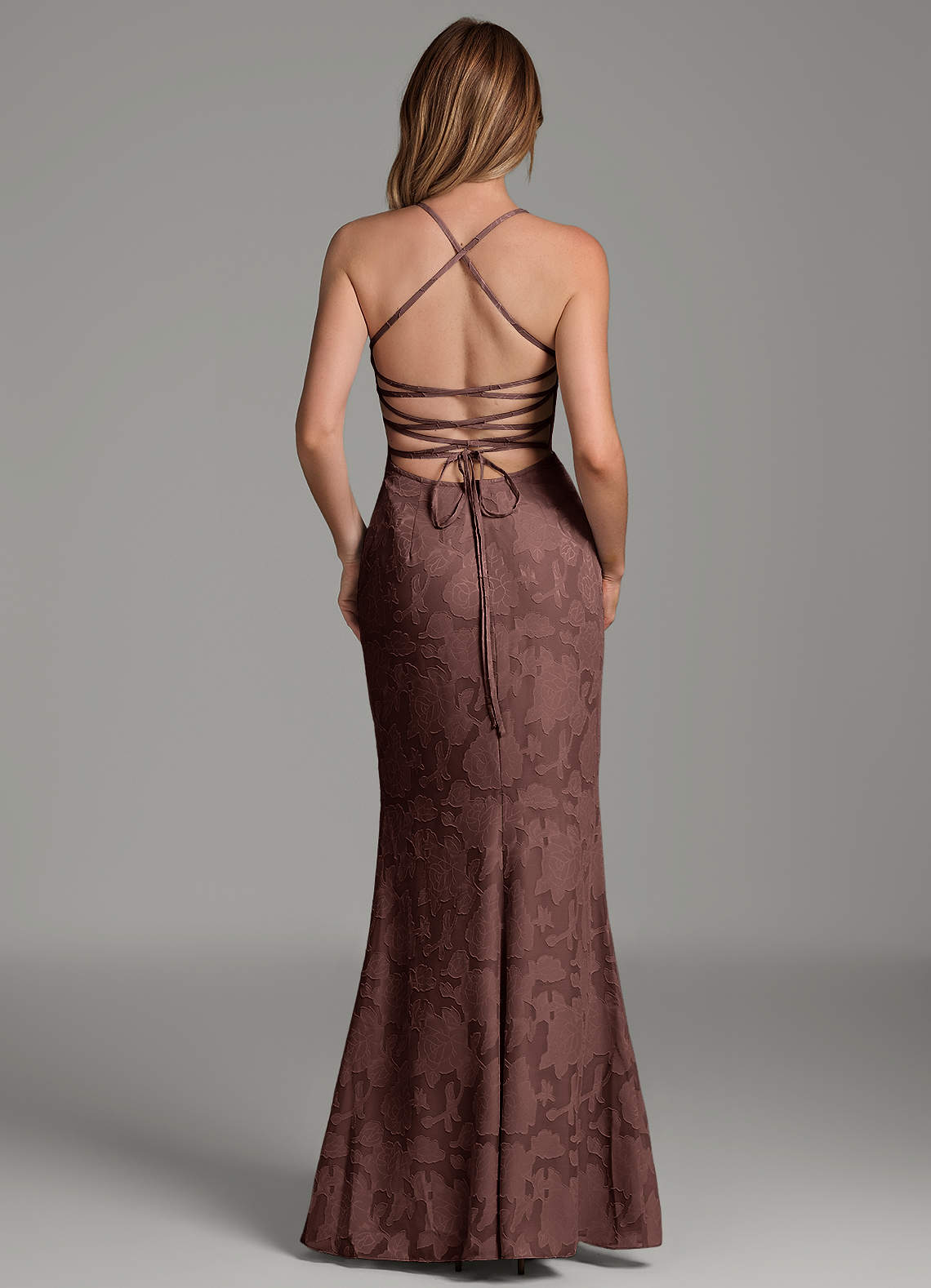 Dara Mermaid Sweetheart Floral Burnout Bridesmaid Dress in Espresso