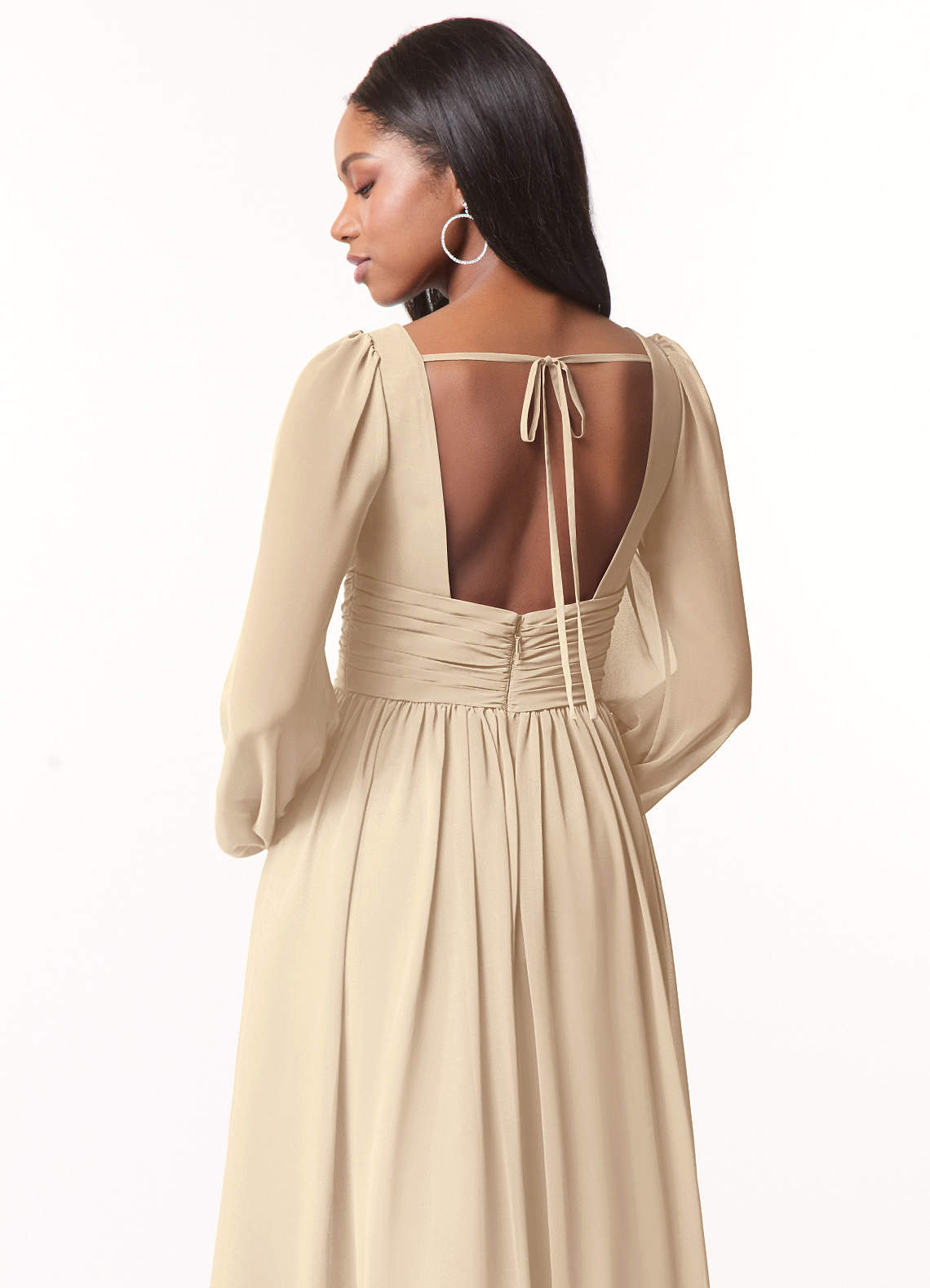 Norah A-Line V-Neck Chiffon Bridesmaid Dress in Champagne