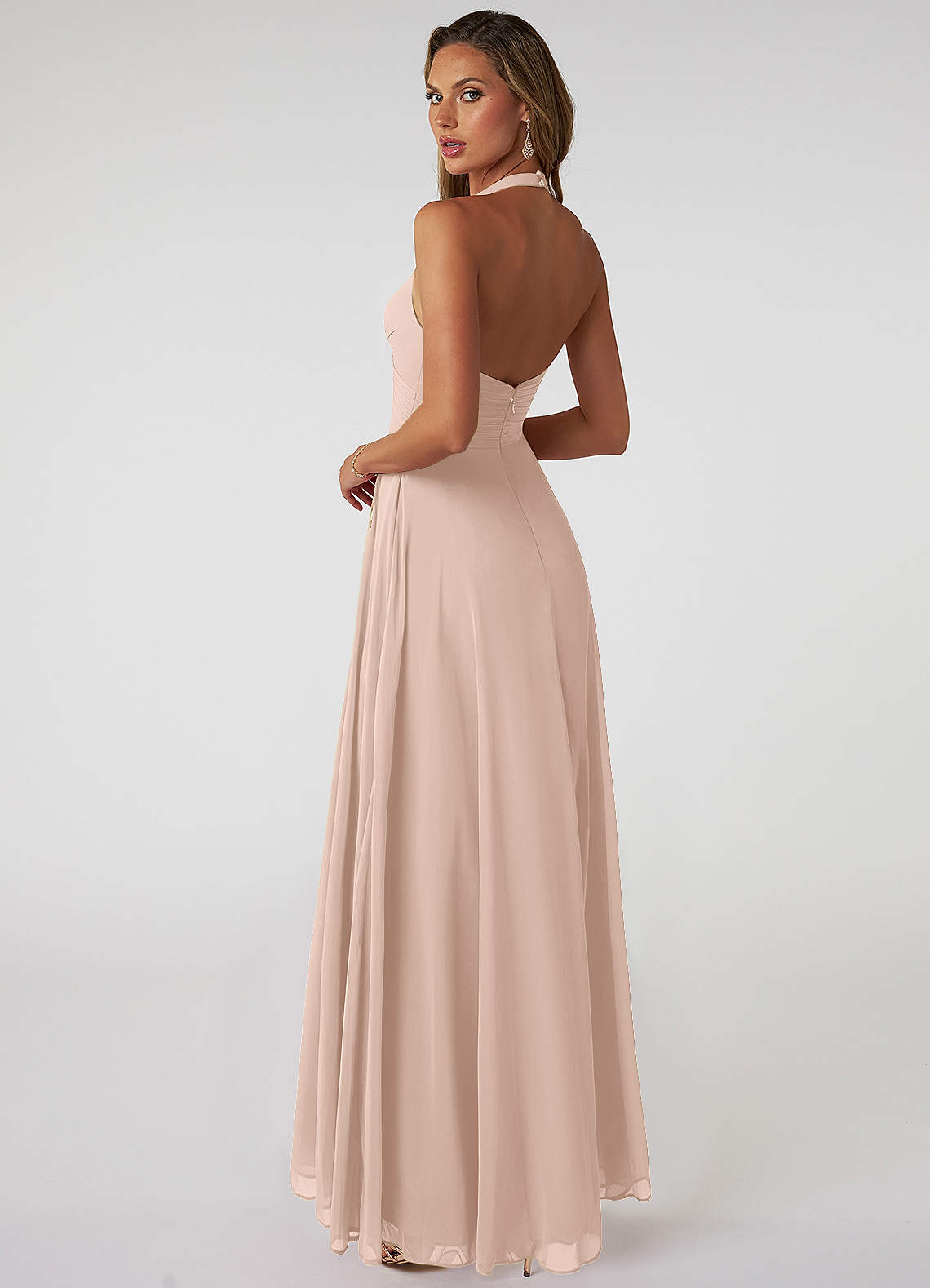 Tessie A-Line V-Neck Chiffon Bridesmaid Dress in English Rose