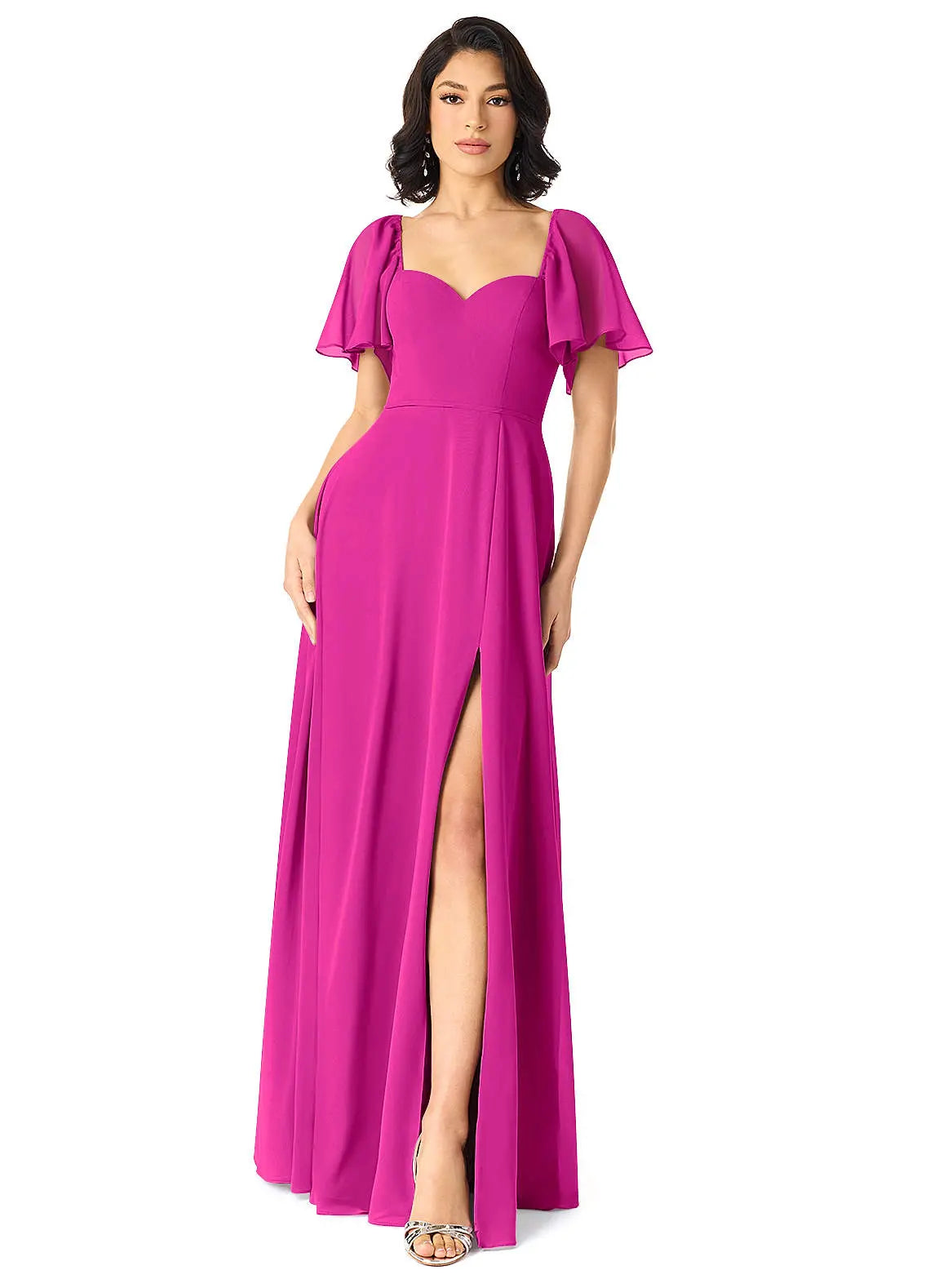 Chloe A-Line Sweetheart Chiffon Bridesmaid Dress in Fuchsia