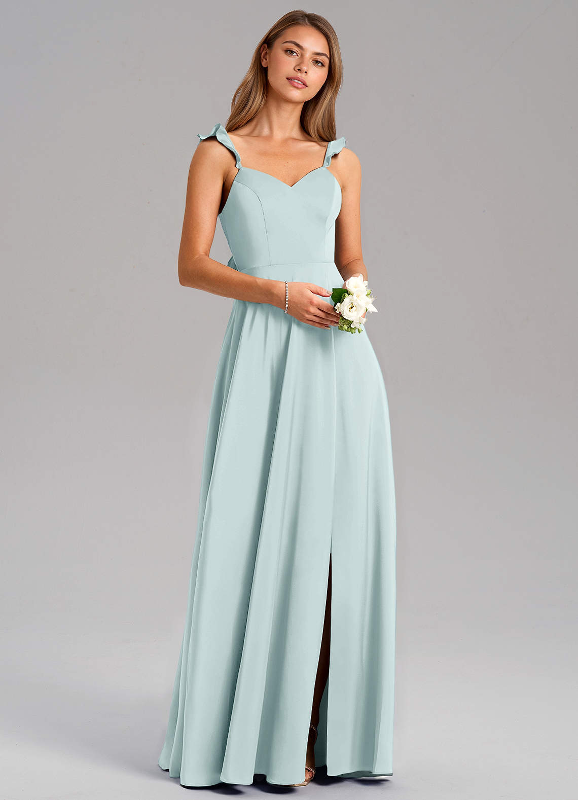 Everett A-Line V-Neck Chiffon Bridesmaid Dress in Mist
