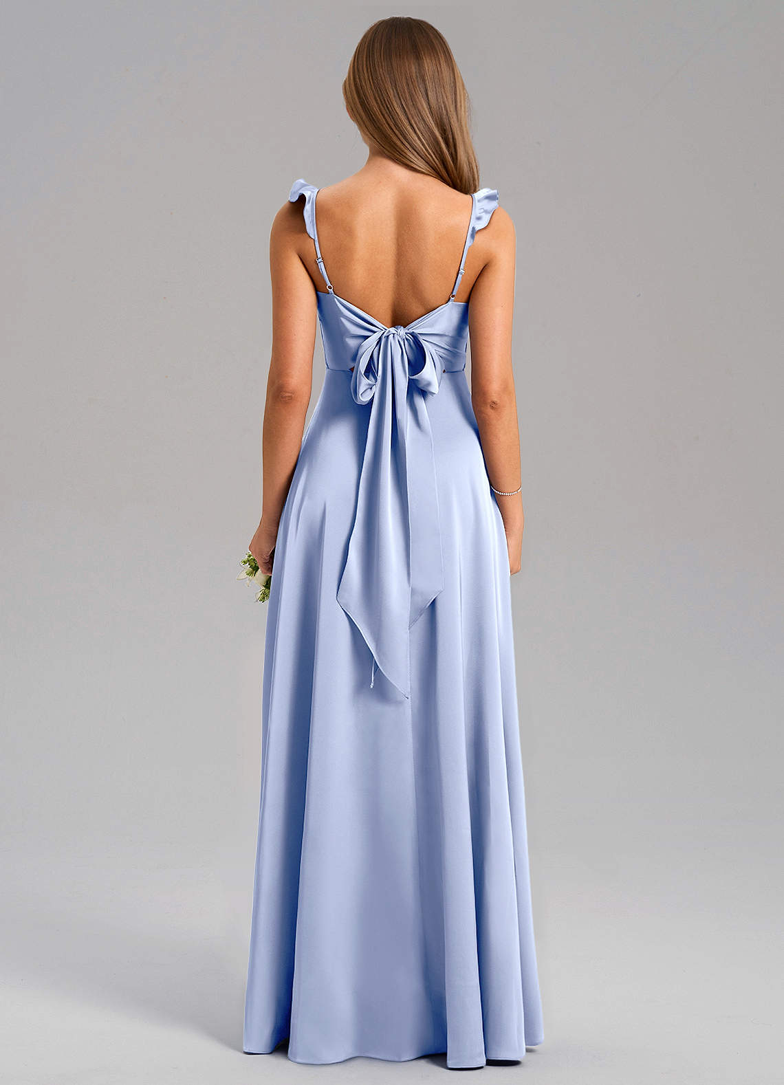 Everett A-Line V-Neck Chiffon Bridesmaid Dress in Ice