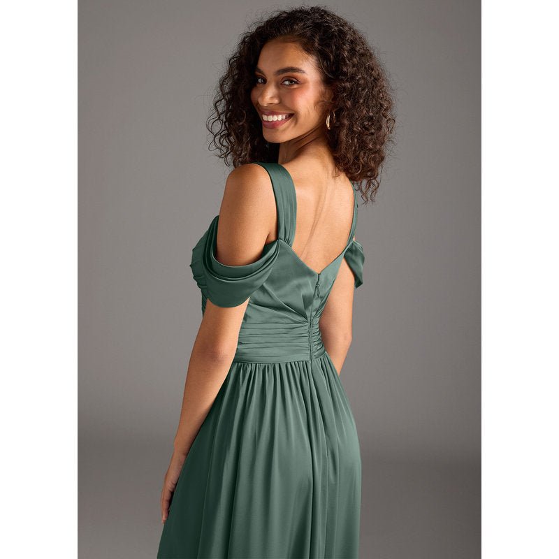 Fionora A-Line Sweetheart Stretch Satin Bridesmaid Dress in Sea Moss