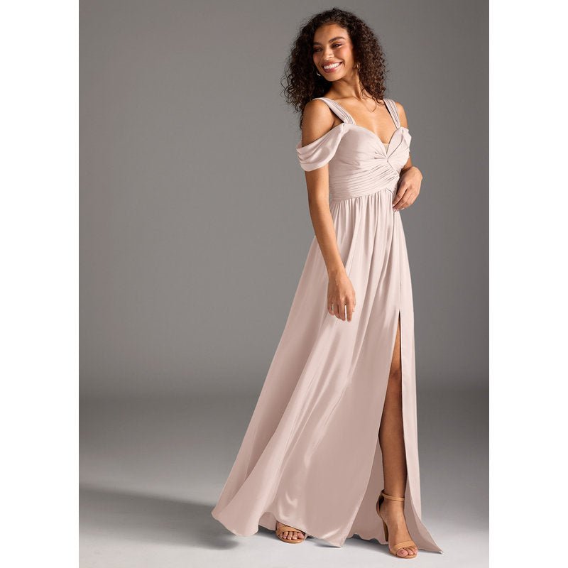 Fionora A-Line Sweetheart Stretch Satin Bridesmaid Dress in Blushing Pink — side view