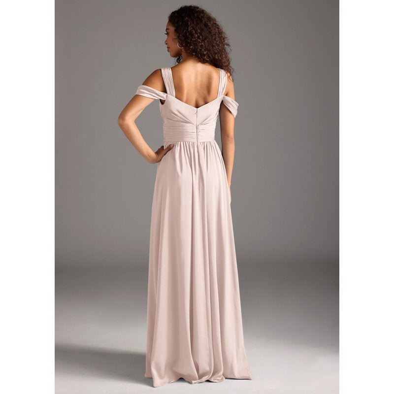 Fionora A-Line Sweetheart Stretch Satin Bridesmaid Dress in Blushing Pink — back view