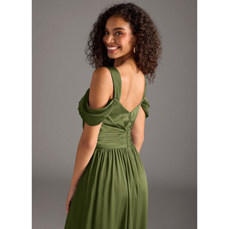 Fionora A-Line Sweetheart Stretch Satin Bridesmaid Dress in Olive
