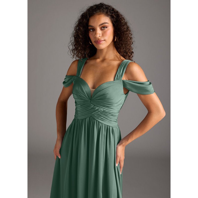 Fionora A-Line Sweetheart Stretch Satin Bridesmaid Dress in Eucalyptus