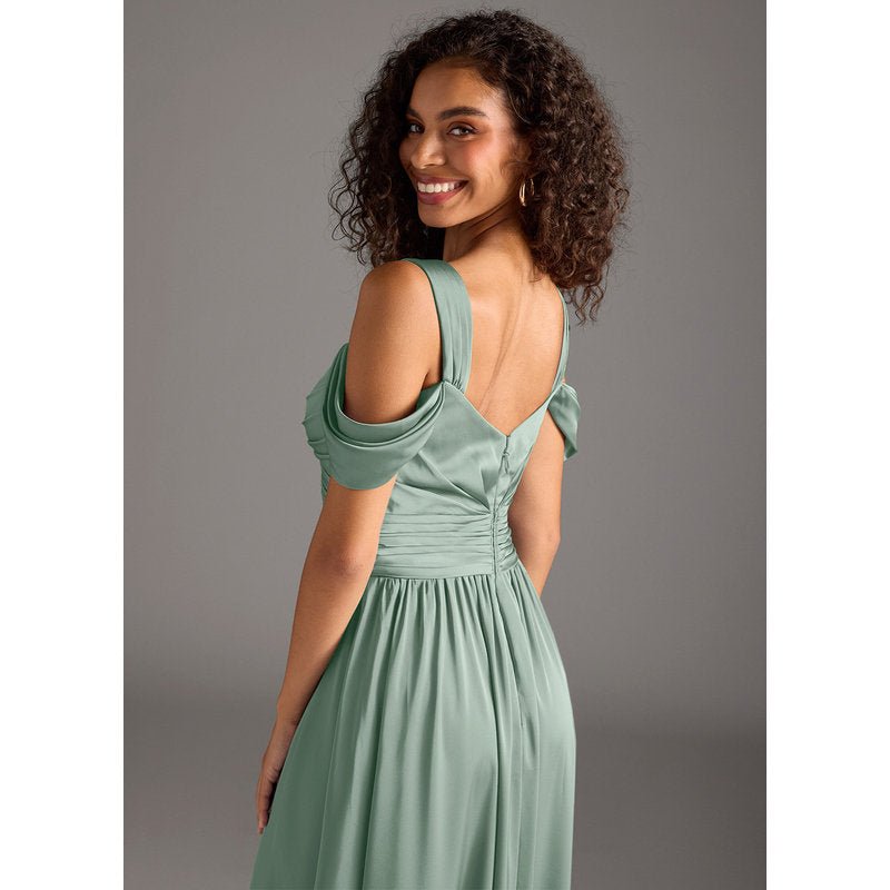 Fionora A-Line Sweetheart Stretch Satin Bridesmaid Dress in Agave