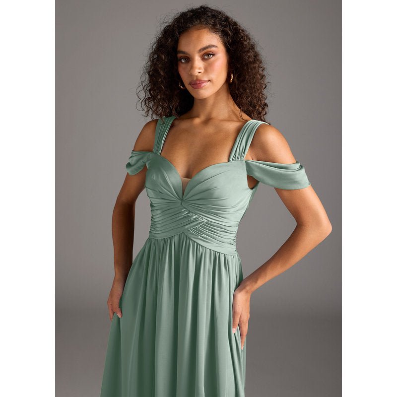 Fionora A-Line Sweetheart Stretch Satin Bridesmaid Dress in Agave