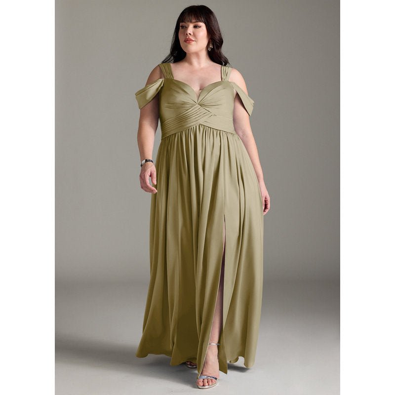 Fionora A-Line Sweetheart Stretch Satin Bridesmaid Dress in Moss Green