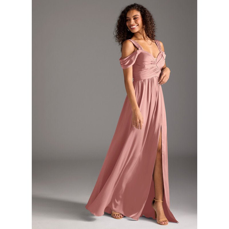 Fionora A-Line Sweetheart Stretch Satin Bridesmaid Dress in Rosette — side view