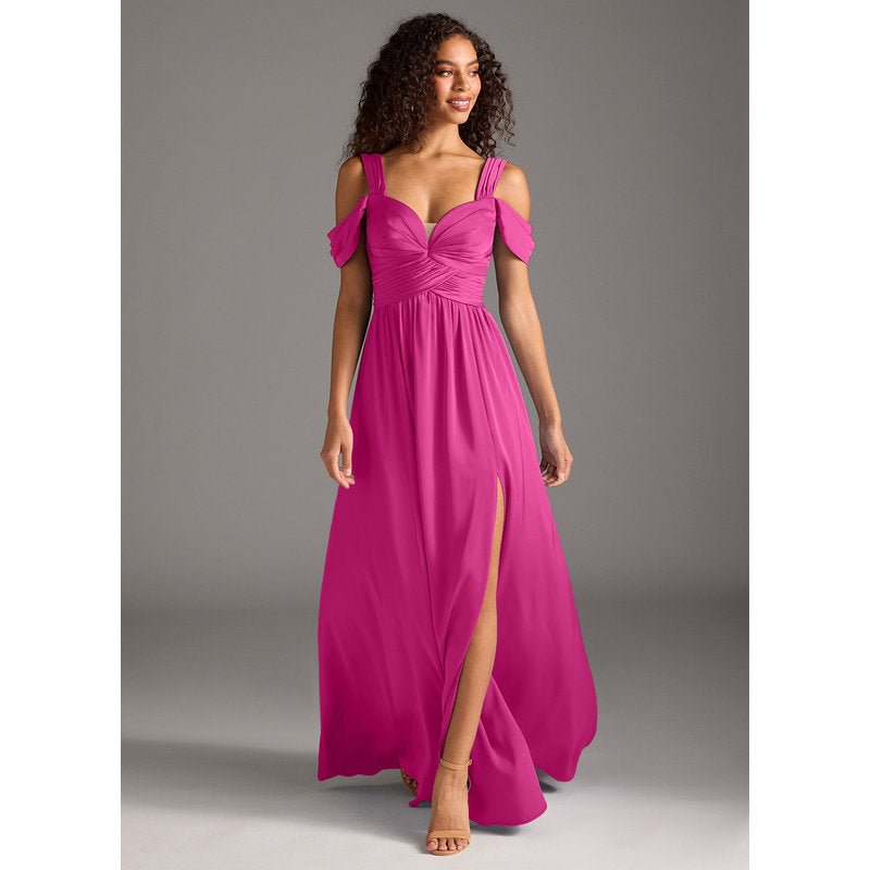 Fionora A-Line Sweetheart Stretch Satin Bridesmaid Dress in Fuchsia — front view