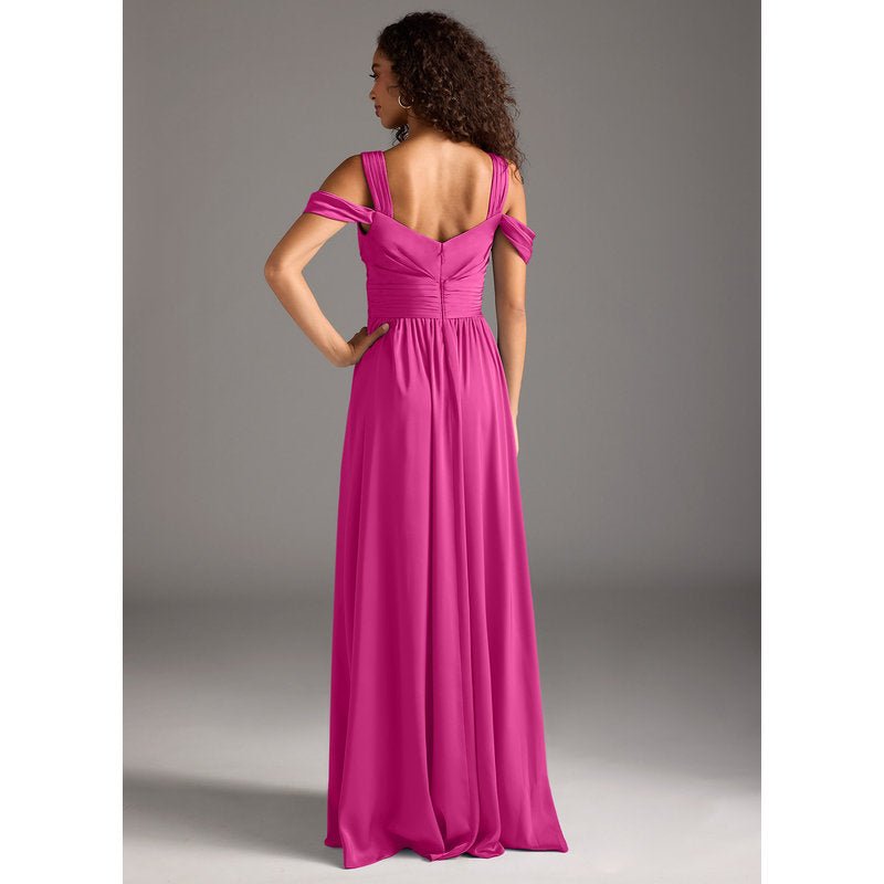 Fionora A-Line Sweetheart Stretch Satin Bridesmaid Dress in Fuchsia — back view