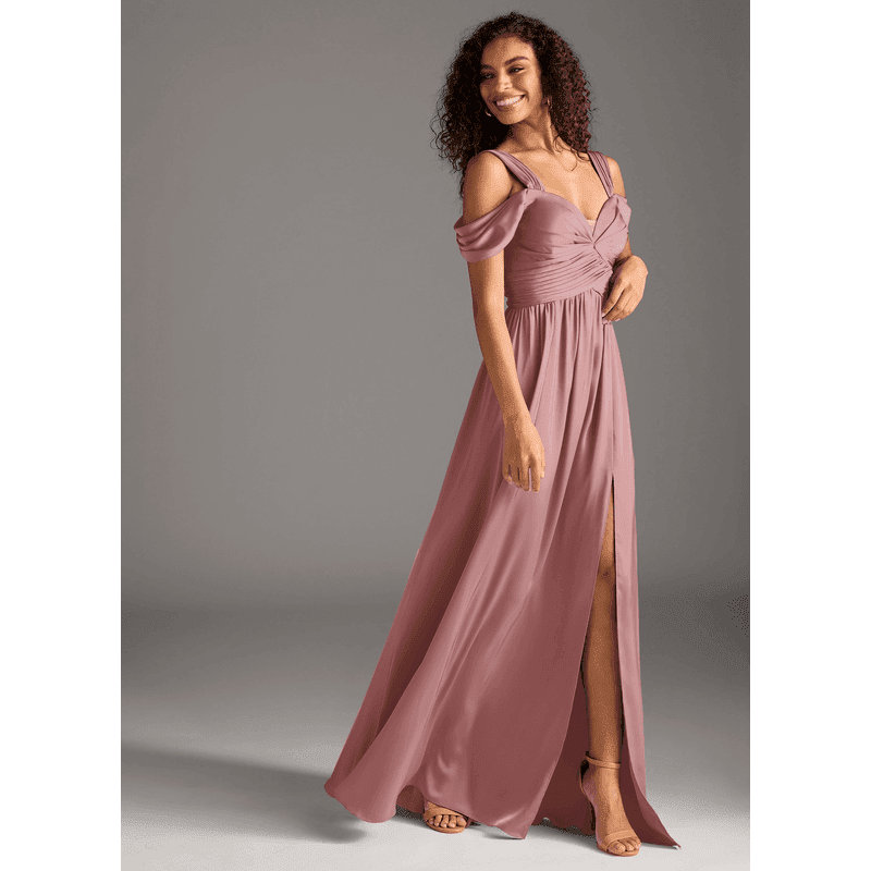 Fionora A-Line Sweetheart Stretch Satin Bridesmaid Dress in dusty rose — side view