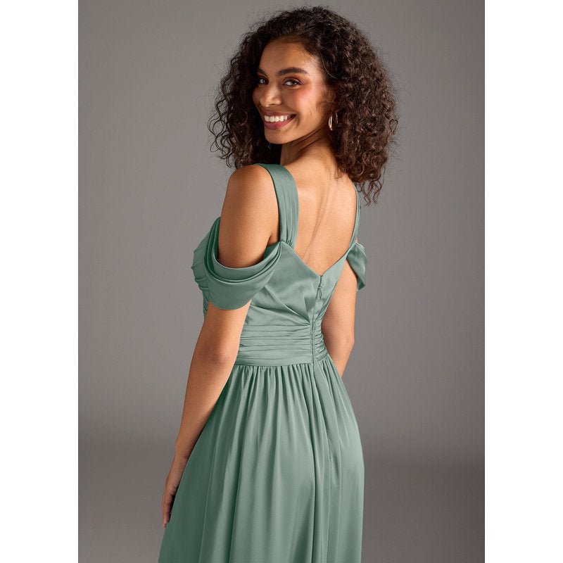 Fionora A-Line Sweetheart Stretch Satin Bridesmaid Dress in Silver Sage