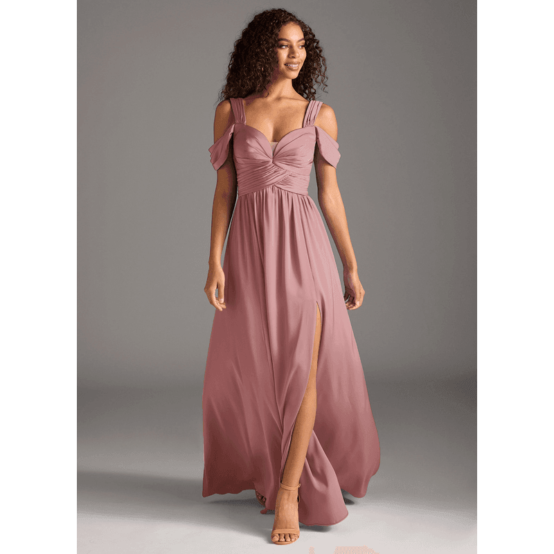 Fionora A-Line Sweetheart Stretch Satin Bridesmaid Dress in dusty rose — front view