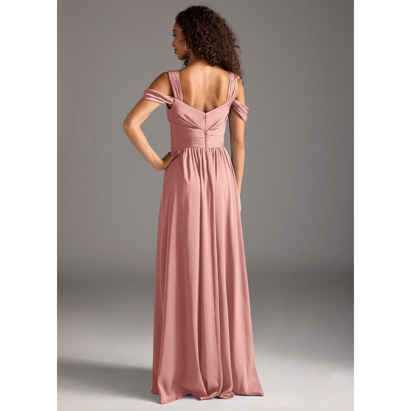 Fionora A-Line Sweetheart Stretch Satin Bridesmaid Dress in Rosette — back view