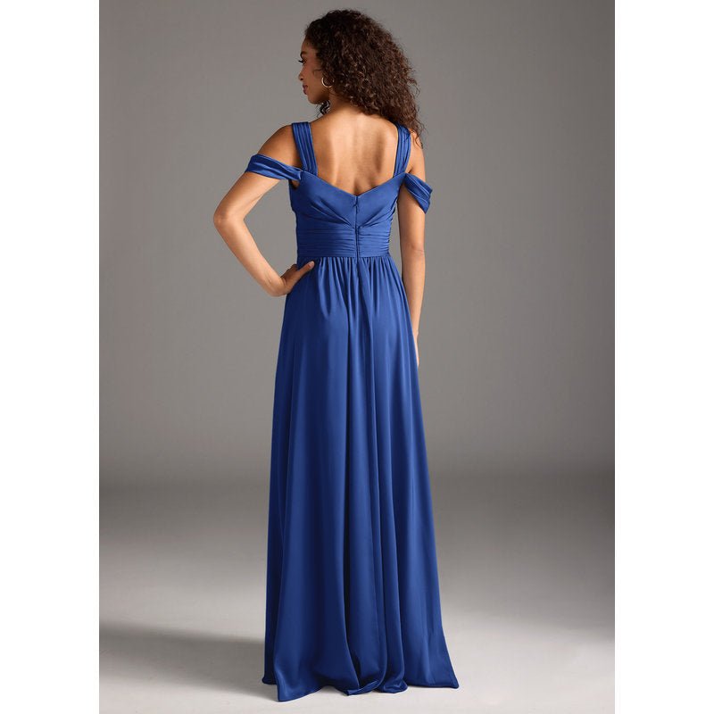 Fionora A-Line Sweetheart Stretch Satin Bridesmaid Dress in Royal Blue — back view