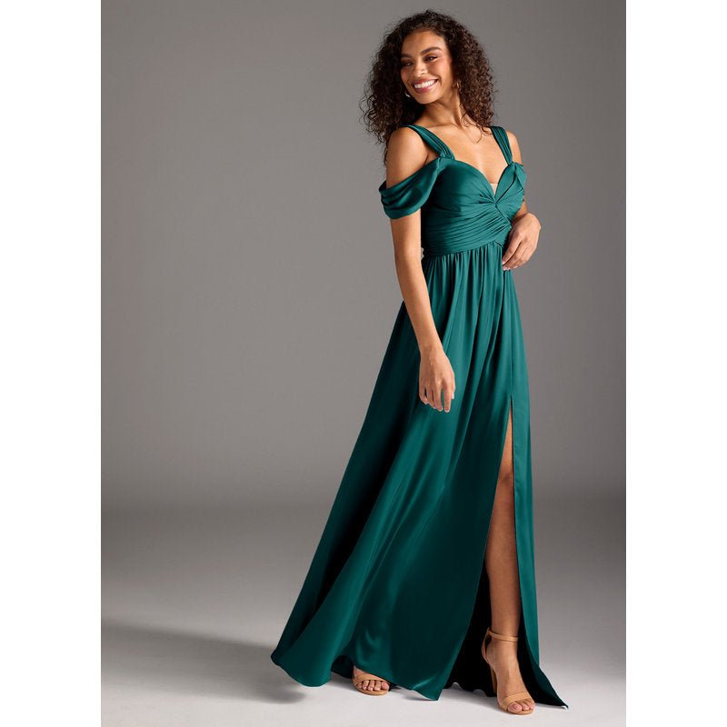 Fionora bridesmaid dress in Peacock, three-quarter side view