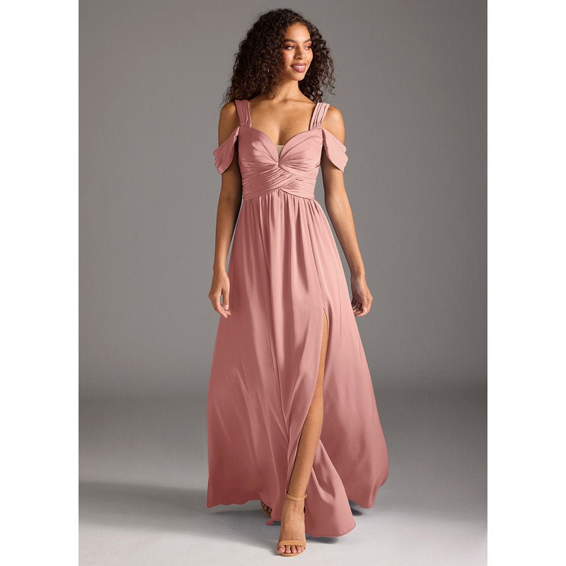 Fionora A-Line Sweetheart Stretch Satin Bridesmaid Dress in Rosette — front view