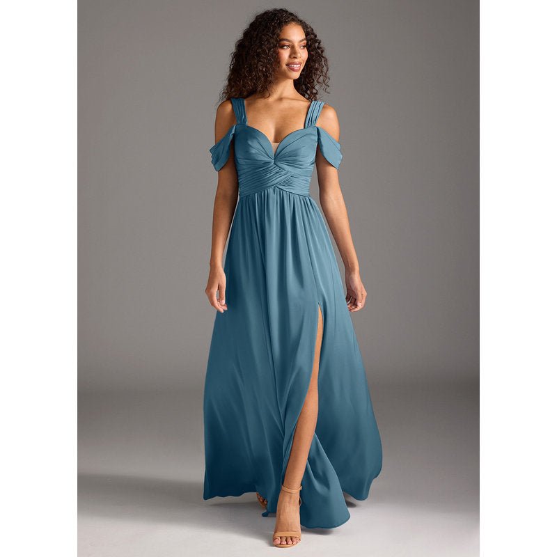 Fionora A-Line Sweetheart Stretch Satin Bridesmaid Dress in Bermuda — front view