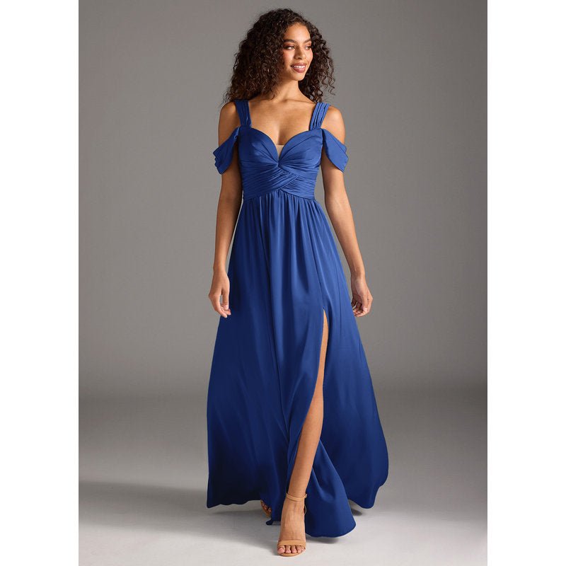 Fionora A-Line Sweetheart Stretch Satin Bridesmaid Dress in Royal Blue — front view
