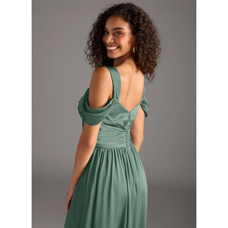 Fionora A-Line Sweetheart Stretch Satin Bridesmaid Dress in Eucalyptus