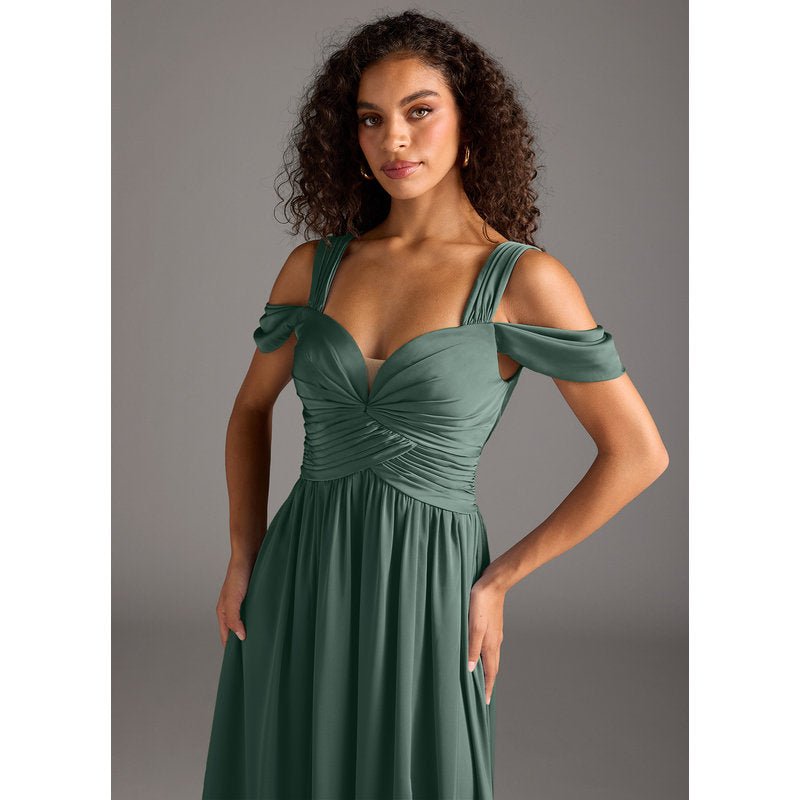 Fionora A-Line Sweetheart Stretch Satin Bridesmaid Dress in Sea Moss
