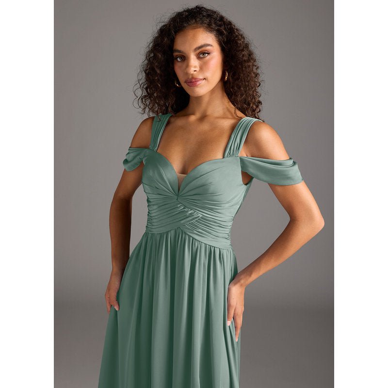 Fionora A-Line Sweetheart Stretch Satin Bridesmaid Dress in Silver Sage