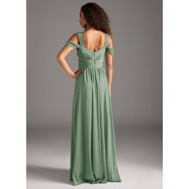 Fionora A-Line Sweetheart Stretch Satin Bridesmaid Dress in Matcha — back view