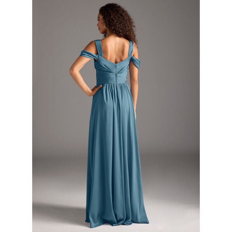 Fionora A-Line Sweetheart Stretch Satin Bridesmaid Dress in Bermuda — back view