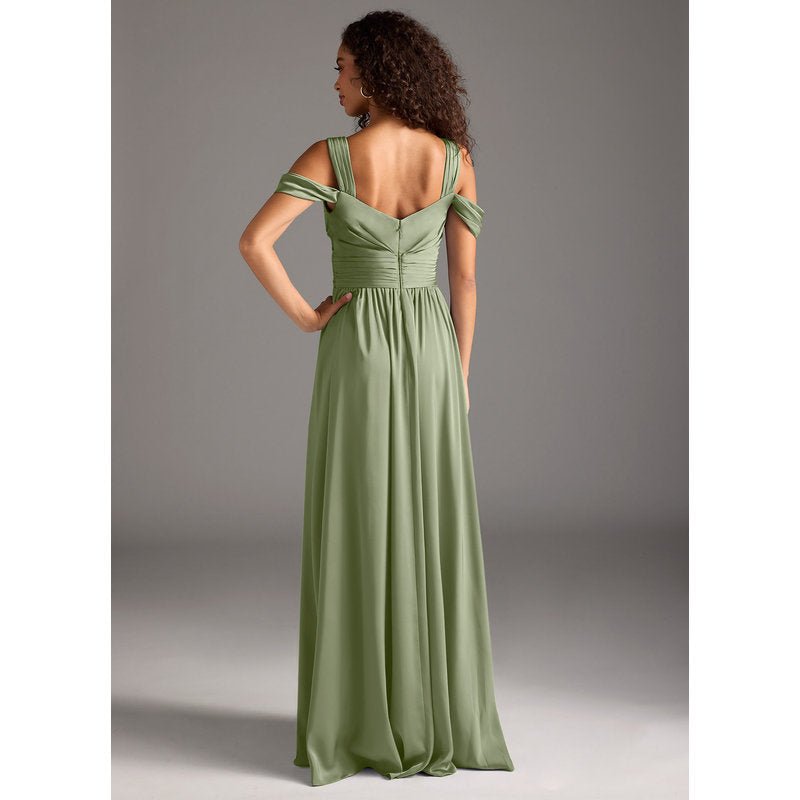 Fionora A-Line Sweetheart Stretch Satin Bridesmaid Dress in Pistachio — back view
